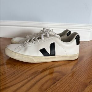 Veja White Sneakers with Black Detailing